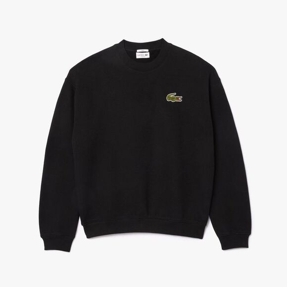 Lacoste Unisex Adult Accent Button Fleece Loose Fit Sweatshirt / Black